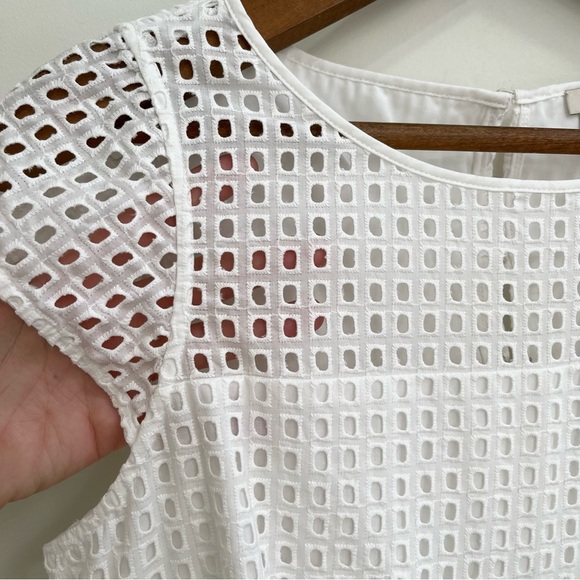 J Crew white eyelet a-line dress square neckline size 10 - Picture 2 of 10